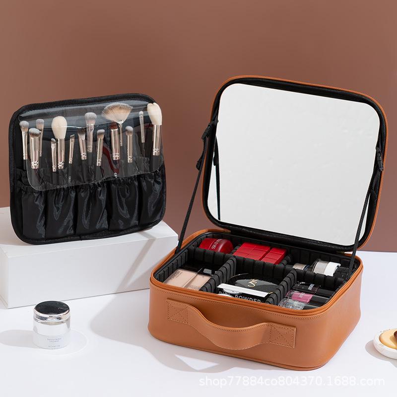 Waterdichte Draagbare Reis Make-up Tas - Grote Capaciteit met Spiegel