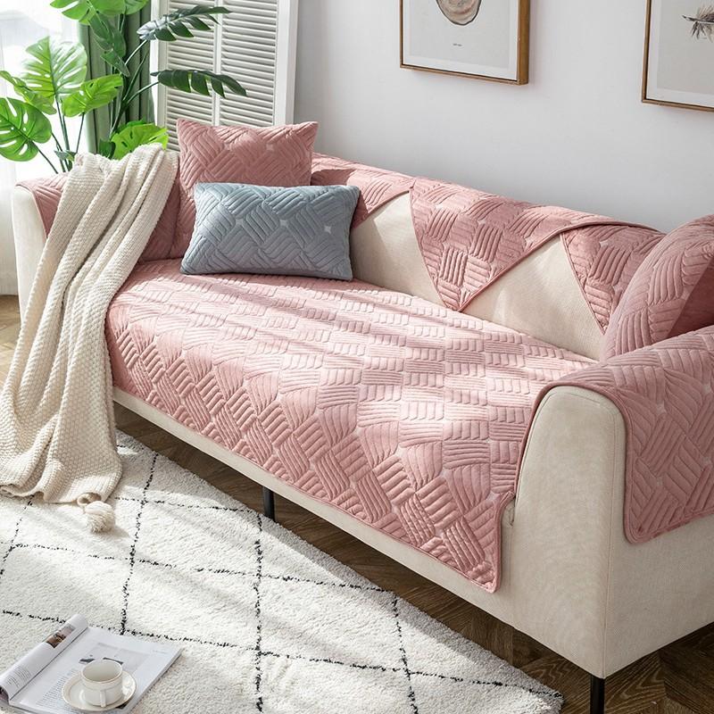 

Simple modern sofa cushion plush embroidery winter non-slip fabric seat cushion Nordic four-season universal sofa cover towel 45 * 45 Pillow Cover