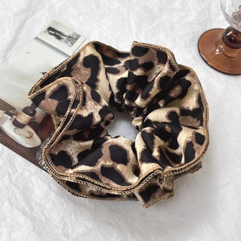 Haargummis mit Leopardenmuster Dicke Hochsteckfrisur Übergroßes Haargummi Elegantes Haarband Scrunchy Frauen Pferdeschwanzhalter