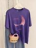 Beautiful Moonlight Prints T-Shirts Women Summer Comfortable Short Sleeve Tops Soft Loose T Shirt Basics O-Neck Womans Clothes