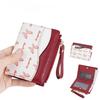 Color Block Wallet Ins Short Bifold Purse for Girls Butterfly Print PU Card Holder