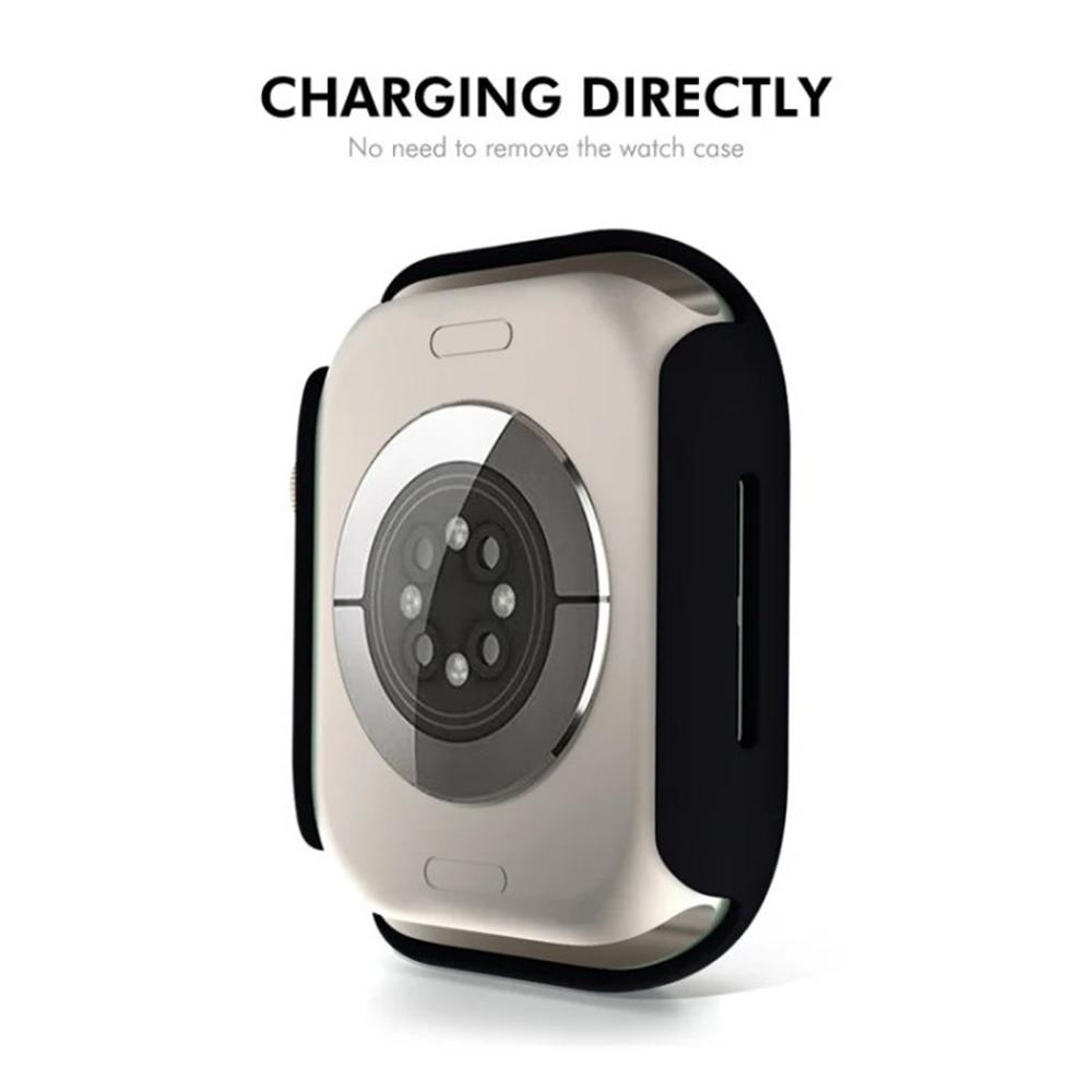 WANLONFENG For Apple Watch Series 10 46mm Watch Case PC Frame with Tempered Glass Screen Protector