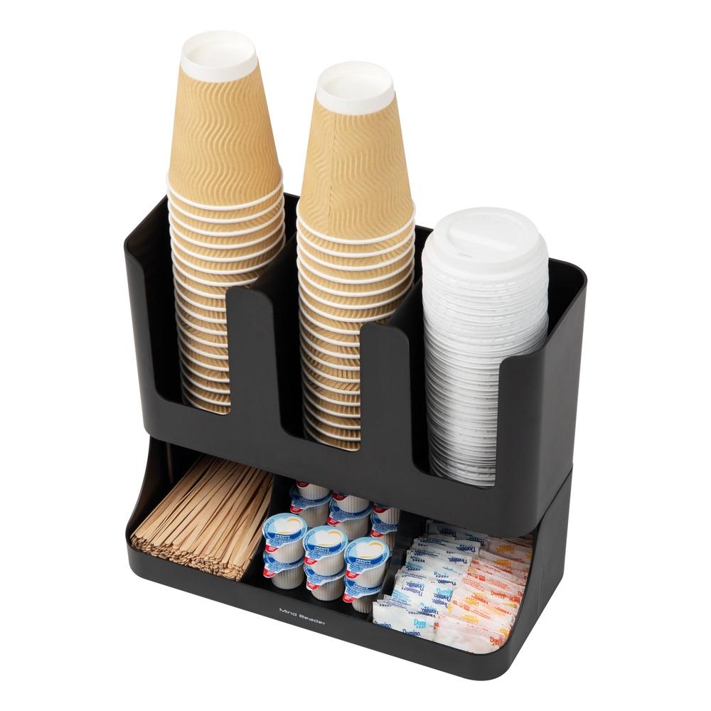Cup Condiment Station Countertop Organizer Coffee Tea Accessories Holder Efficient Storage Solution Office Kitchen Breakroom