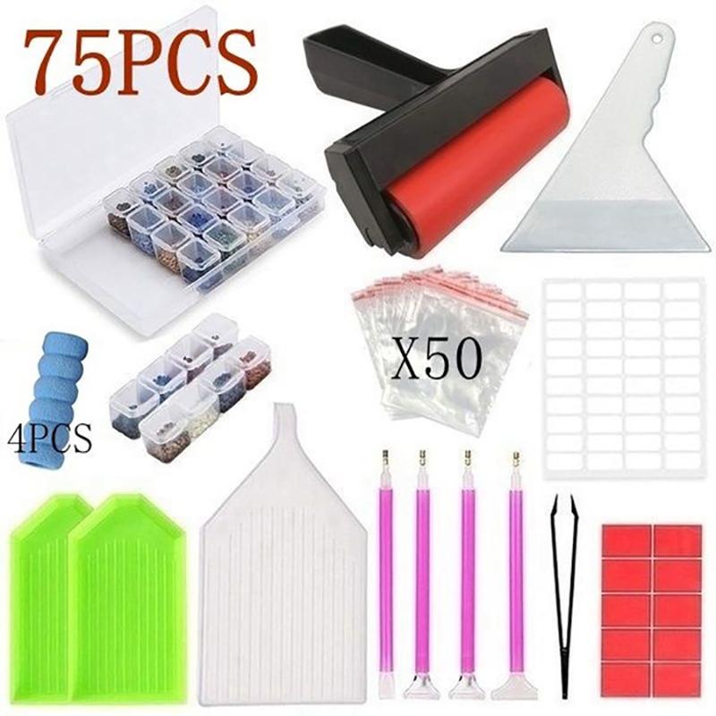 54/74/75/111Pcs 5D Diamond Painting Tool Accessories Diy Cross Stitch Tool Kit