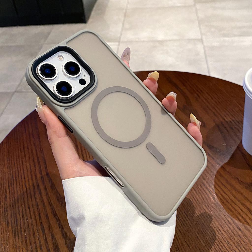 Black Frame Matte Skin Magnetic Phone Case Simple for Apple Phone Protective Case Cute Magsafe Protective Case