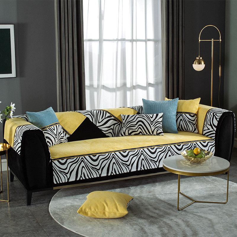 Stripe Velvet Sofa Cover 3 /2 /1 Seater Leather Couch Cover For Living Room Non -Slip Recliner Slipcover Furniture Protector