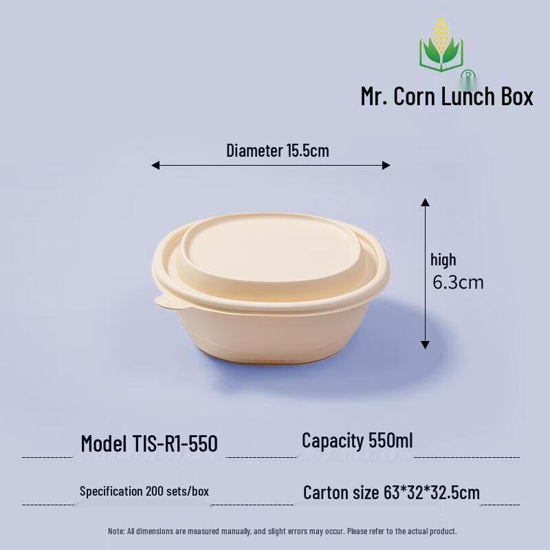Eco-Friendly 550ml Corn Starch Disposable Round Bowl