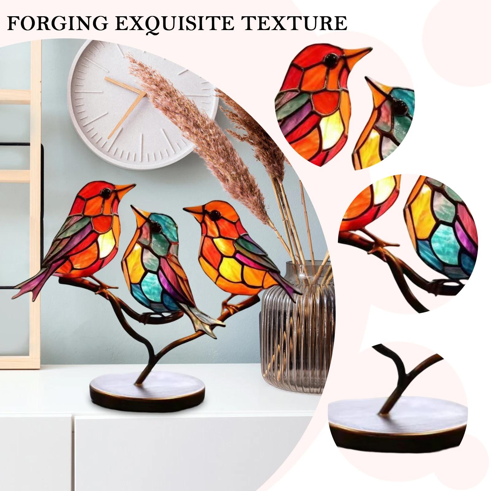 

Colorful Bird Metal Desktop Ornament Home Office Flat Decorative Ornament,Different Direction 3-Bird Type A