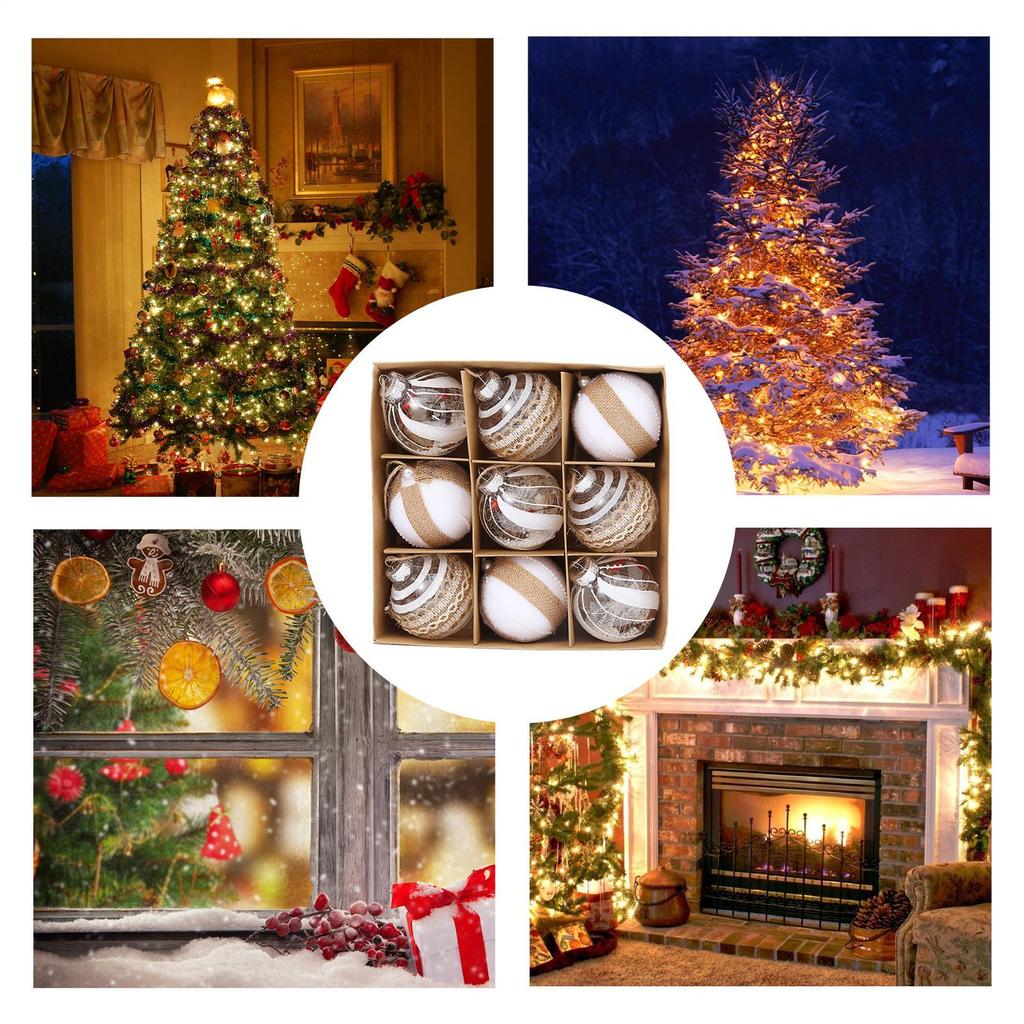 Christmas Balls 9 Pieces Holiday Decor Shatterproof Christmas Tree Decorative Baubles For Home Winter Holiday Indoor Wall Window