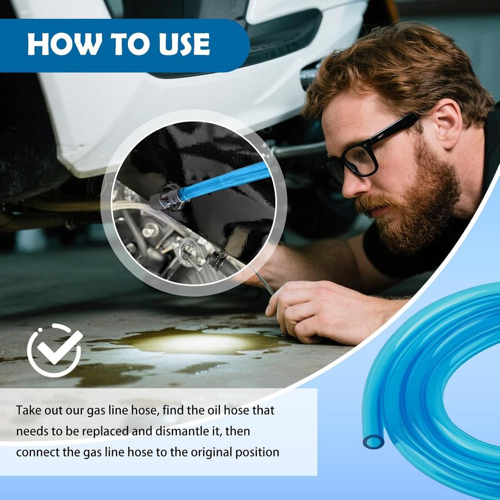 3,28 Fuß Motorrad-Kraftstoffleitungsschlauch mit Außendurchmesser 8 mm / Innendurchmesser 5 mm, PVC-Motorrad-Kraftstoffschlauch für den Transport von Öl/Flüssigkeit, Zuschneidbares Motorradzubehör Gasleitung