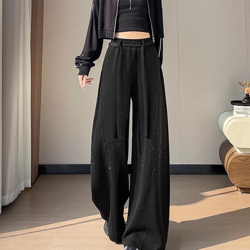 La Chapelle Sparkling Rhinestone Casual Pants
