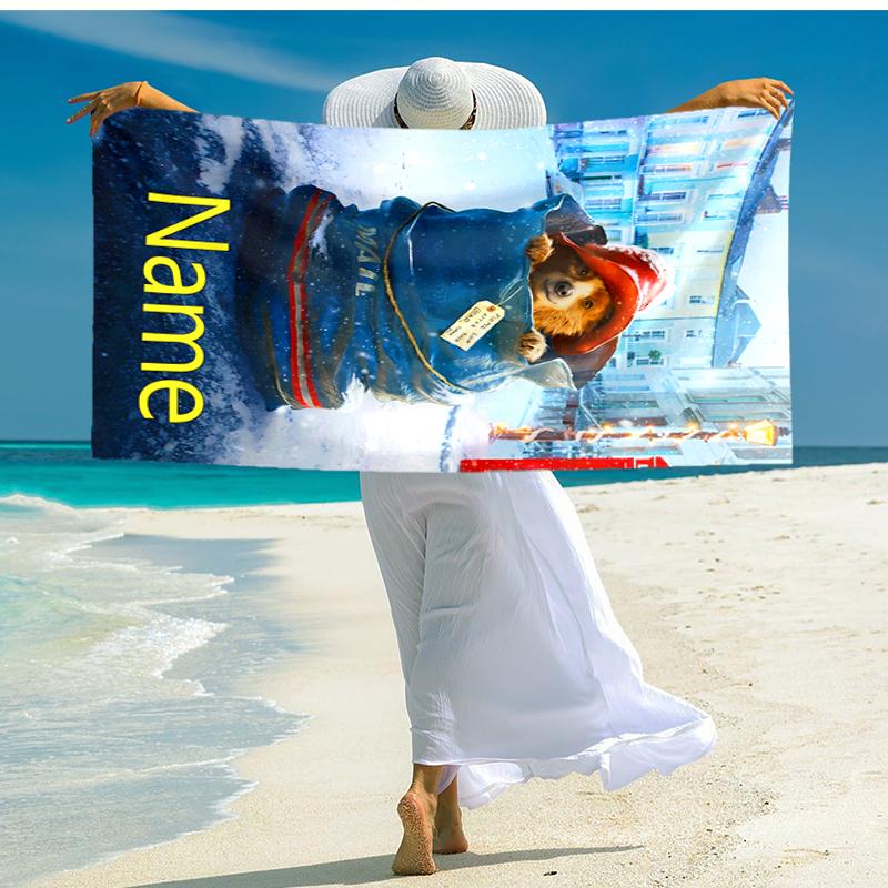 Personalized Customized Proof Beach Towel with Paddington Bear Pattern - Soft, Absorbent,quick-drying,perfect Swimming,camping&bathing