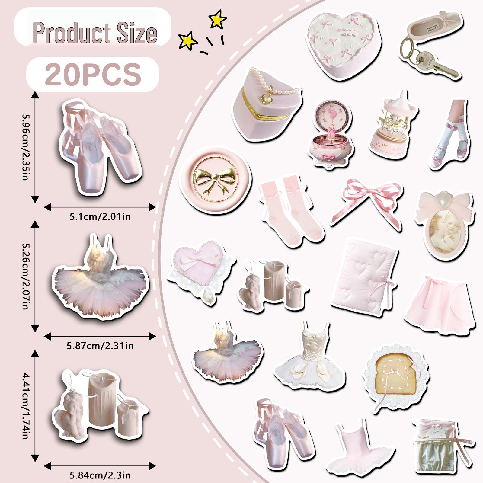 20 Ballet-Style Girly Refrigerator Magnets - Fresh Korean-Style Waterproof Decorative Stickers