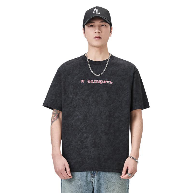 

Летняя Новая Футболка с Коротким Рукавом Мужская Свободная Хлопковая с Половинным Рукавом Базовая Модная Футболка с Круглым Вырезом 4XL