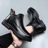 Mens Winter Warm Leather Slip-On Boots With Real Sheepskin Lining Thick Sole Casual High-Top Cold Weather
