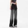 858 Spring and Autumn New Versatile Trend Gradient Wide Leg Jeans Women's Versatile Skinny and High Meat Covering Floor Pants