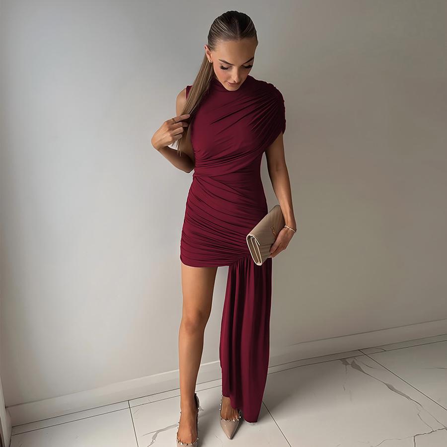 Letní nový styl Sexy dámské bodycon šaty s asymetrickými volánky