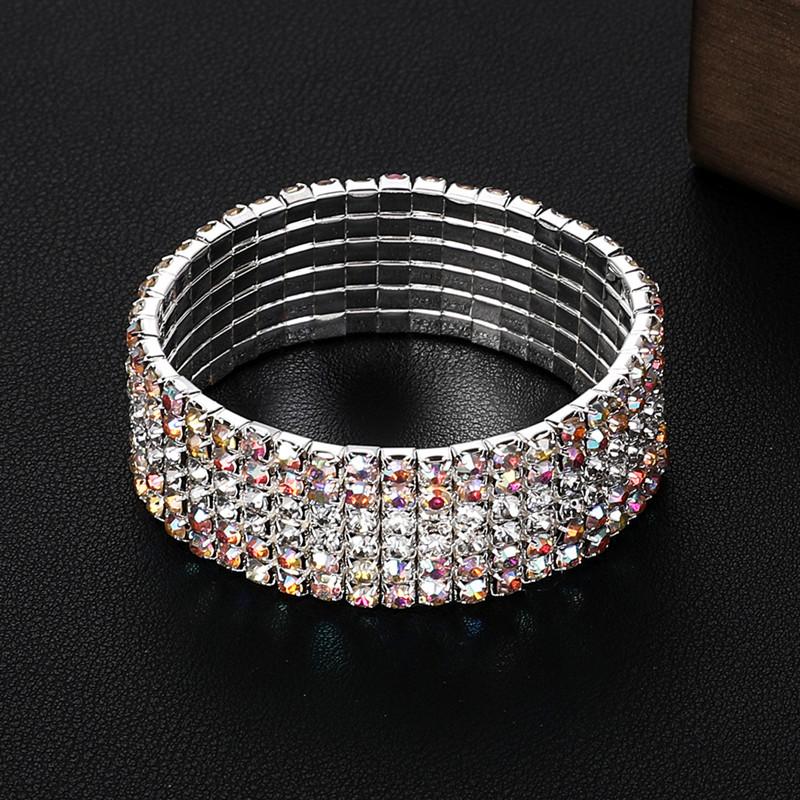 Multi-Row Rhinestone Bracelet Bride Multi-Layer Elastic Crystal Full Diamond Bracelet Women