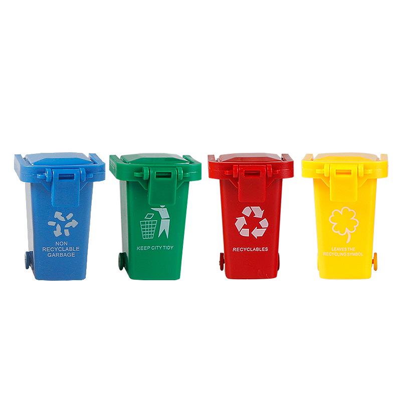 Children's 4-Color Mini Trash Can Toy for Learning Waste Sorting in Kindergarten