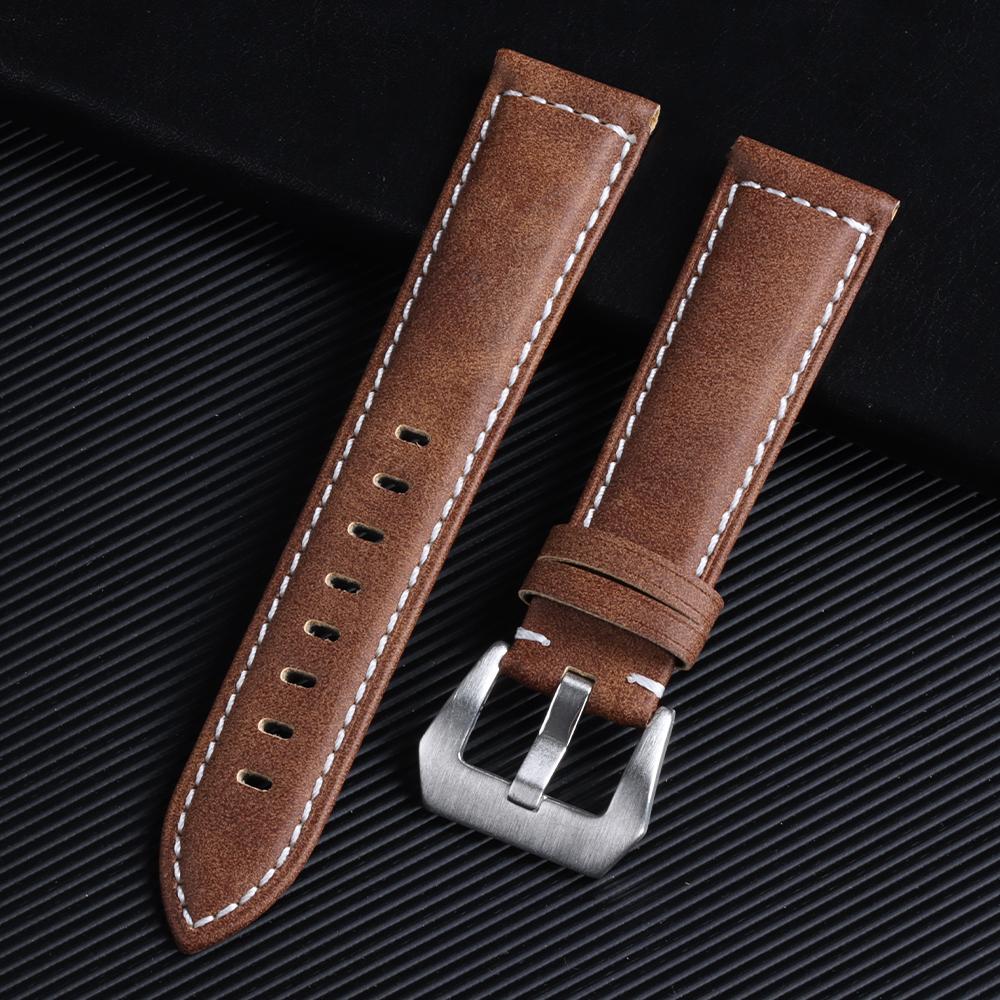 Geniune Retro Calf Cowhide Watchband 18mm 20mm 22mm 24mm Wristband for Samsung Watch Strap for Seiko Universal Replacement Strap