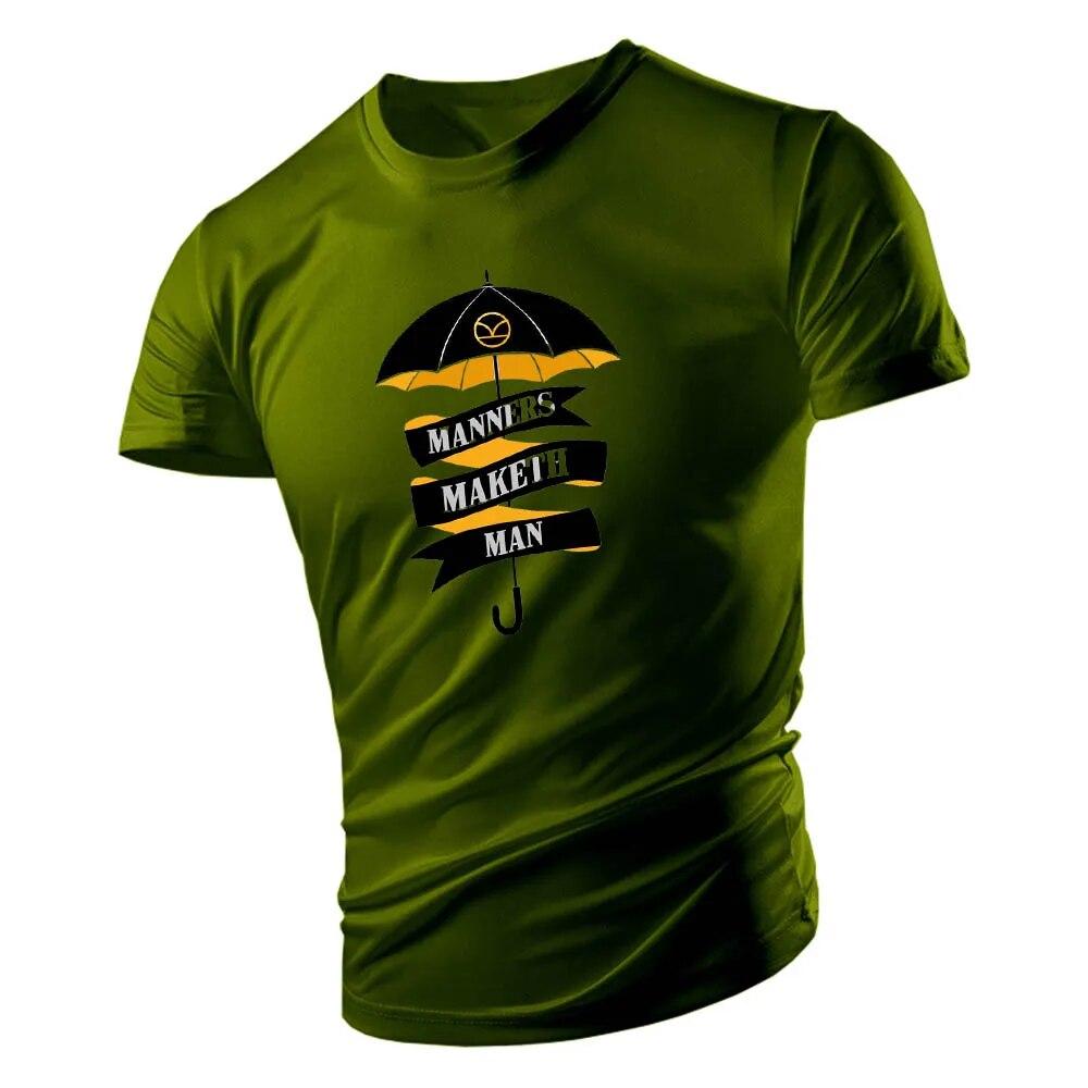 Casual Sports Style 2d Small Umbrella Print Summer Men'S Crew Neck Short Sleeve T-Shirt Loose Comfortable Breathable Quick Dry