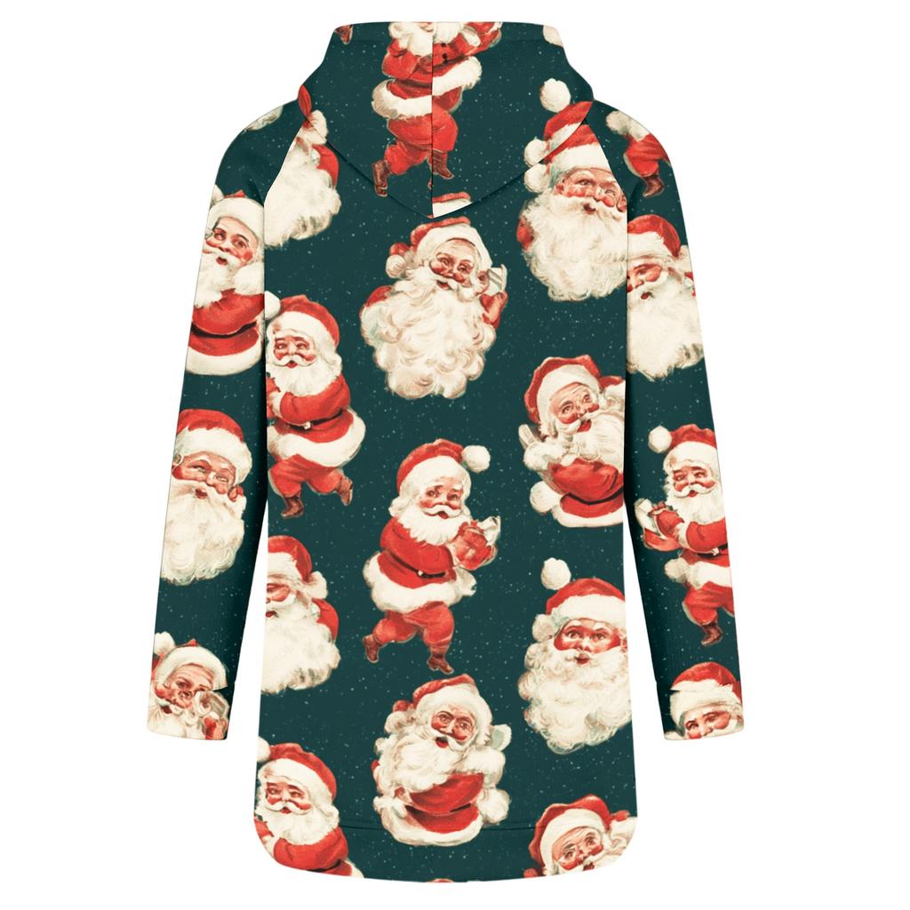 Women's Fashion Casual Long Sleeve Christmas Print Hoodie Top