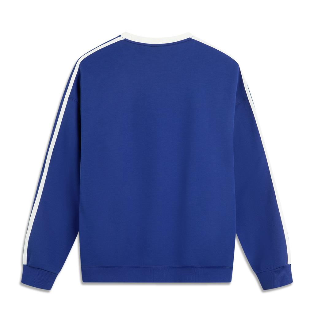 Li Ning Sports Lifestyle Series Casual Retro Fashion Versatile Color Block Letter Stripe Round Neck Loose Sweatshirt Unisex sweatshirt AWDVF87-5