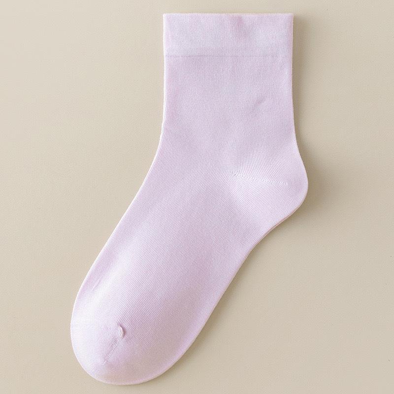 Women's Spring and Summer Thin, Solid-color, Pure Cotton, Versatile Mid-calf Socks, Boneless, Comfortable Postpartum Socks, Trendy Short Socks