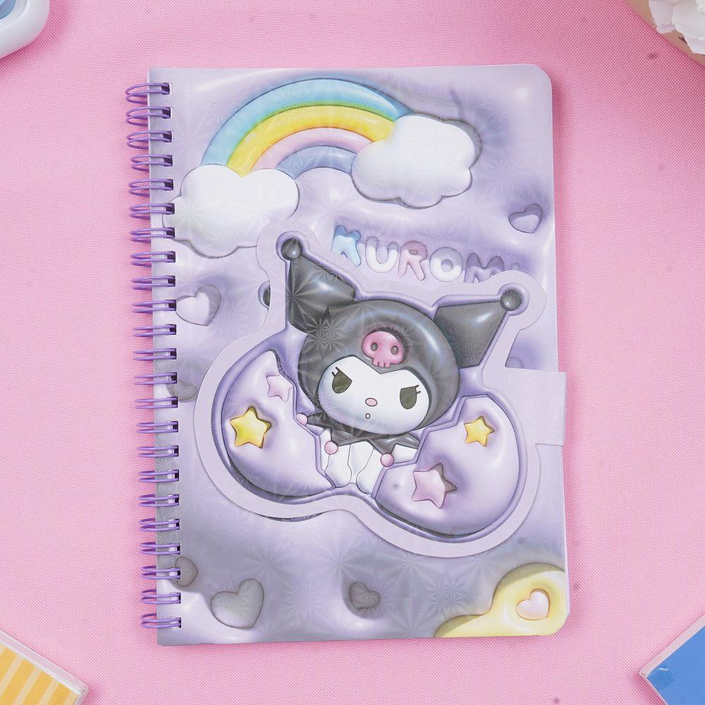 Kuromi 3D Magnetic Buckle Notebook: Cute Sanrio Student Planner & Stationery Gift