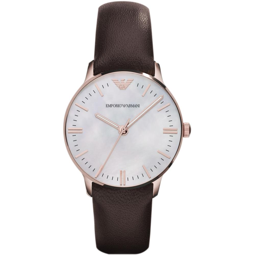 Emporio Armani Gianni Small Mother of pearl Dial Brown Leather Ladies Quartz Watch AR1601 мать жемчужного
