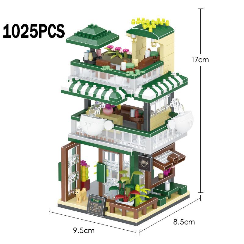 City Street View Series Micro Building Blocks Coffee Shop Particle Block Toys Diy Assembly Games Home Decoration Children Gift
