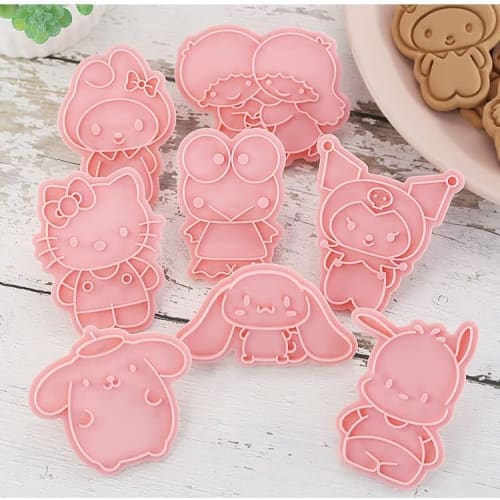 Set of 8 3D Cookie Cutters for DIY Biscuit Baking, Press-Type Cookie Cutters, Baking Supplies, Confectionery Tools, Kitchen Supplies, Kids, Prizes, Lu