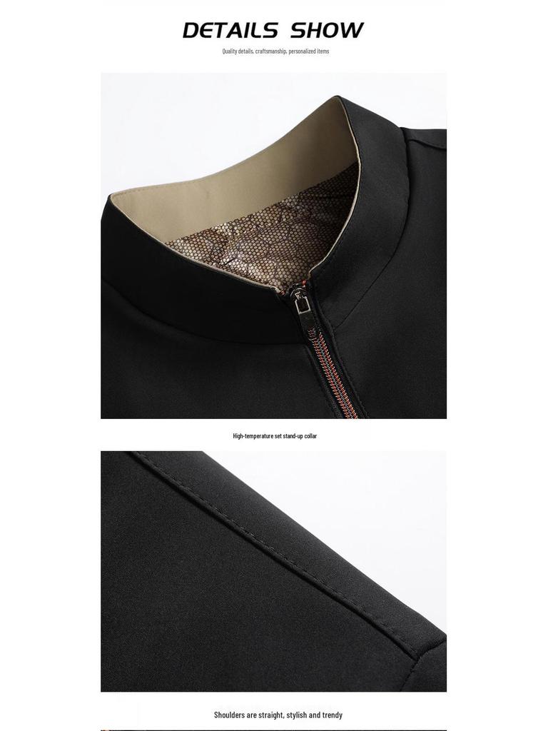 Men's Business Plus Velvet Thick Jacket - 2025 Autumn/Winter, Loose Fit, Stand Collar, Casual Dad Coat for Middle-aged & Elderly