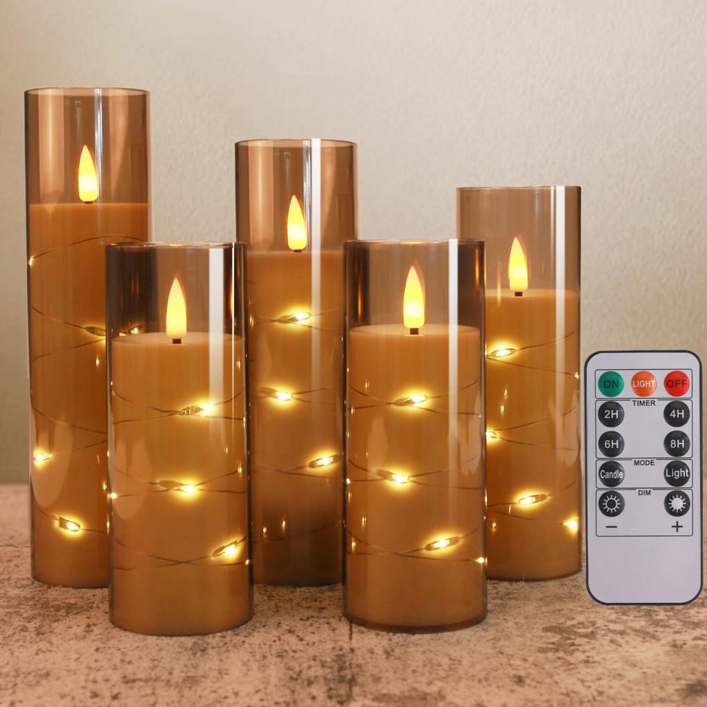 Flameless Flickering LED Candles with Lampshade Battery Operated Pillar Electronic Candles for Christmas Wedding Birthday Decor