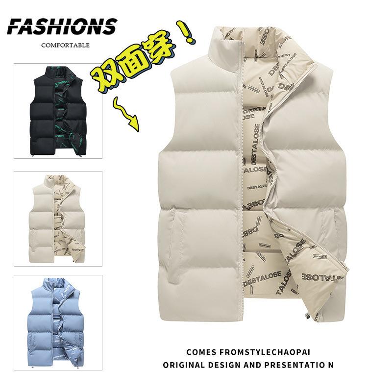 New Feather Vest Dig Bag Pocket Decoration Warm Men's Vest Hooded Jacket Vest Autumn and Winter Trend Brand Spot