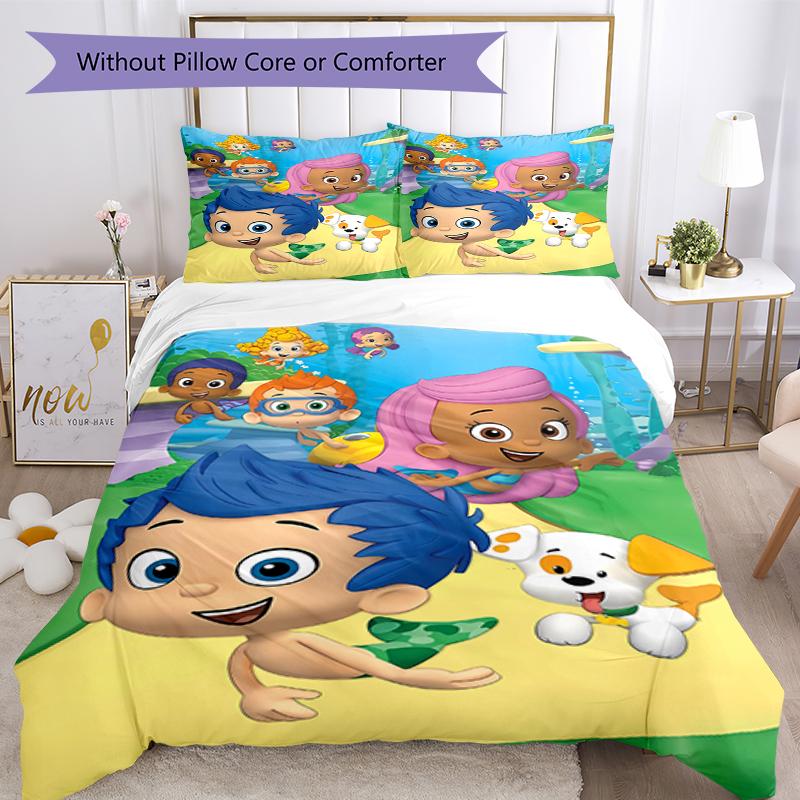 3pcs Bubble Guppies Bedding Set Duvet Cover Closure Includes 1 Duvet Cover & 2 Pillowcases, Soft and Comfortable for All Seasons.