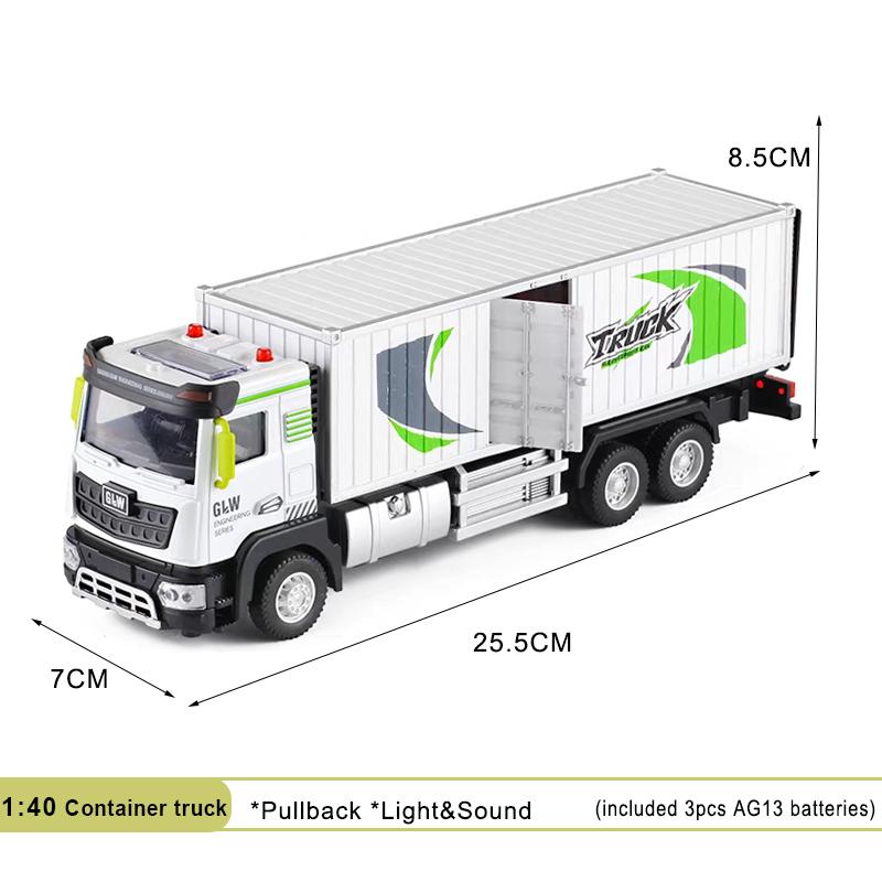 1:40 City Container Truck Sound and Light Model Transporter Car Play Vehicle Alloy+Plastic Diecast Toys Children Collection Gift