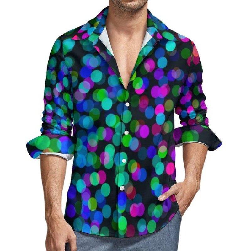 

Мужская рубашка с 3D-принтом в горошек, повседневная модная мужская рубашка с длинными рукавами в оригинальном стиле.