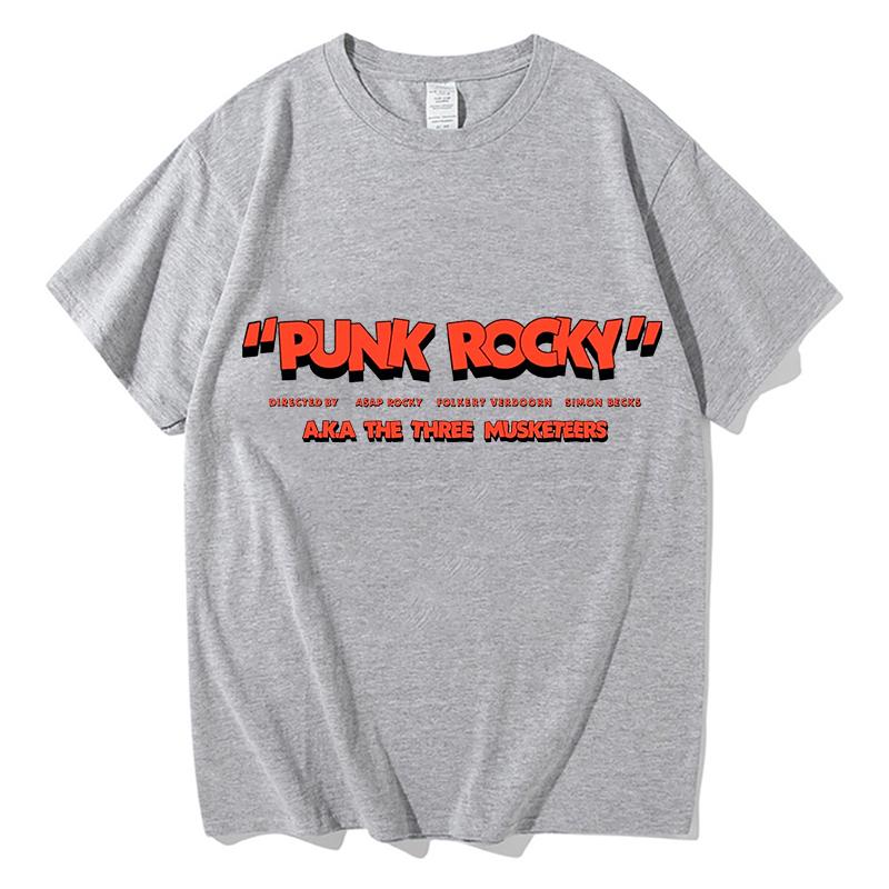 AAP Rocky Punk Rocky Print Tshirt Fashion Casual Tshirts Short Sleeve Cotton Loose Women T Shirt Vintage Unisex Tee Streetwear