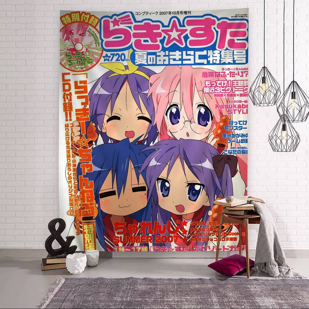 Anime Lucky Star Tapestry Art Printing Japanese Wall Tapestry Anime Wall Hanging Home Decor