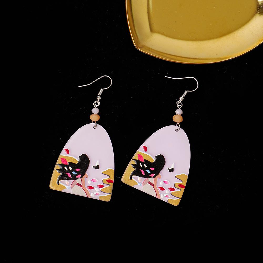 

Korean Abstract Color Block Acrylic Earrings - High-End Retro Christmas Jewelry