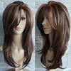Parrucca Lunga Ondulata Riccia Completa da Donna Capelli Castani Parrucca per Cosplay