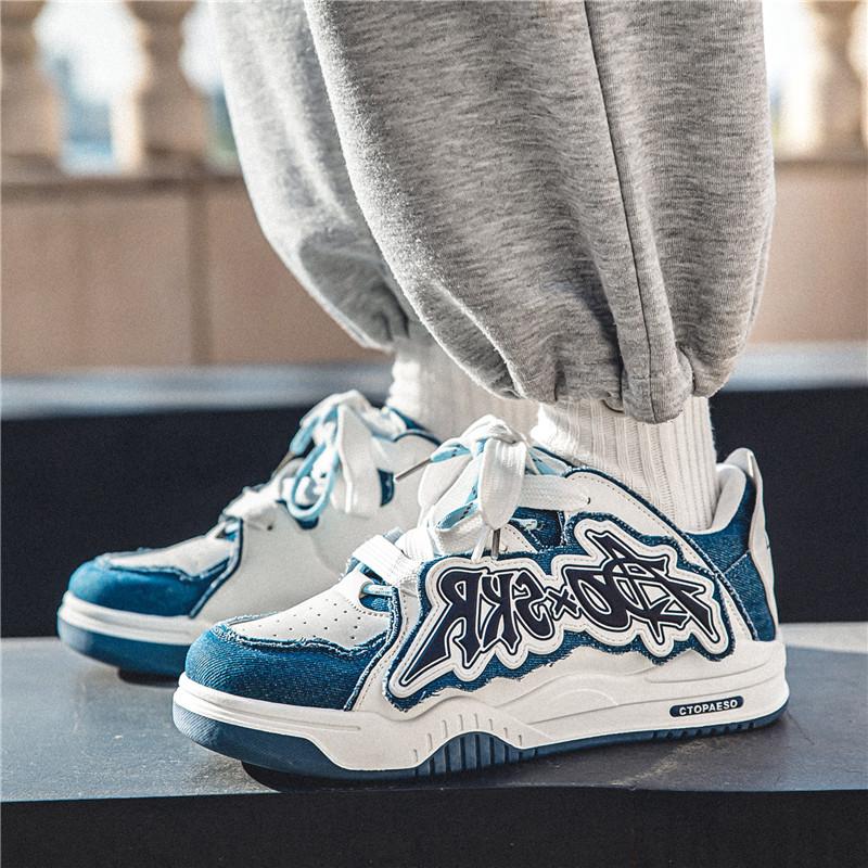 Zapatillas 2024 Autumn Contrast Men Sneakers Flat Bottom Casual Shoe Letter Board Shoe Denim Blue Tennis Shoe Male Shoe Tenis