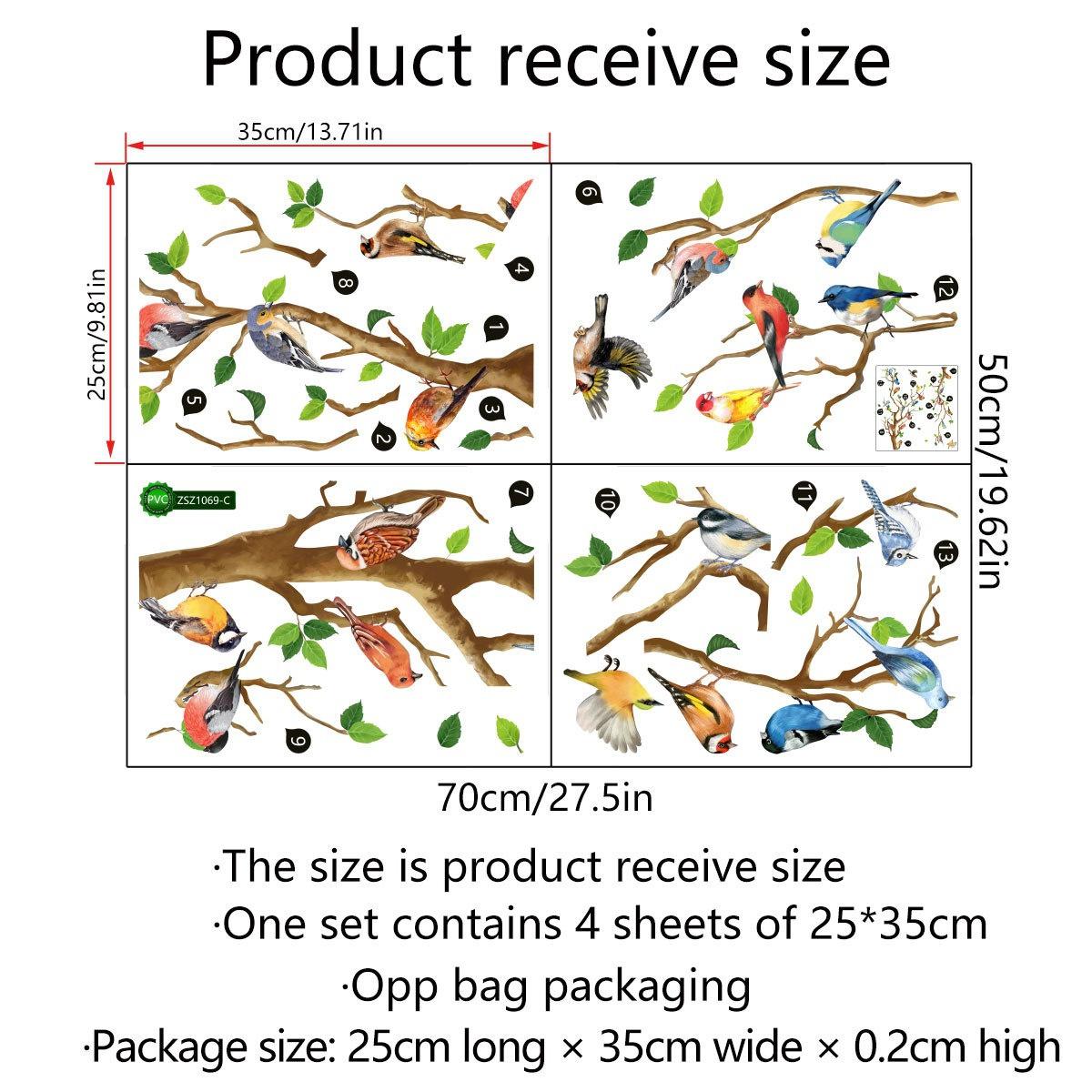 

Китайский стиль Винтаж Птица Наклейка Гостиная Диван Настенный декор Наклейки Фреска Искусство 3D Ветка Дерева Зеленые Листья Наклейки