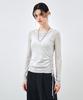MONGDOL [Set] Side Shirred Layered T-Shirt Light Grey Mdts067Lgray