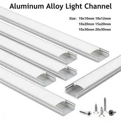 1-3 pièces Profilé LED en Aluminium avec Couvercle Diffuseur Blanc Lait, Canal en Forme de U pour une Lumière Uniforme et une Installation de Bandeau Lumineux sans Éblouissement