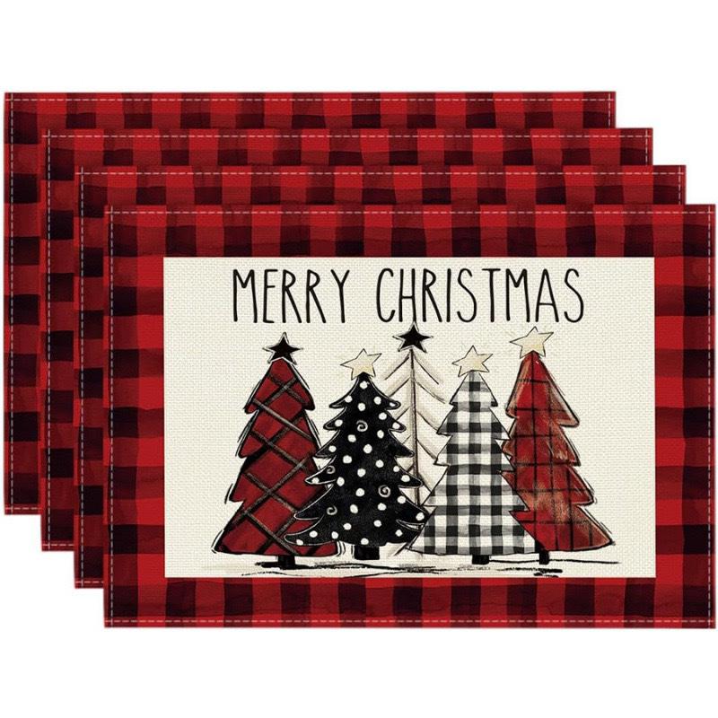 Cross-Border Bestseller Christmas Linen Placemat - Festive Letters & Colors for Restaurant Decoration