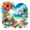 Summer Beach 5D DIY Full Drill Round Diamond Painting Kit for Home Wall Decor