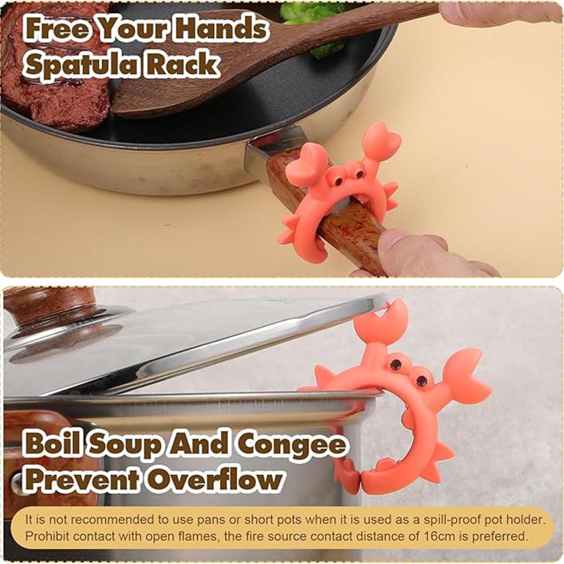 1/2/4/6PCS Silicone Spatula Rack Anti Scalding Overflow Clip Spoon Holder Mobile Universal Storage Shovel Rack Kitchen Gadget