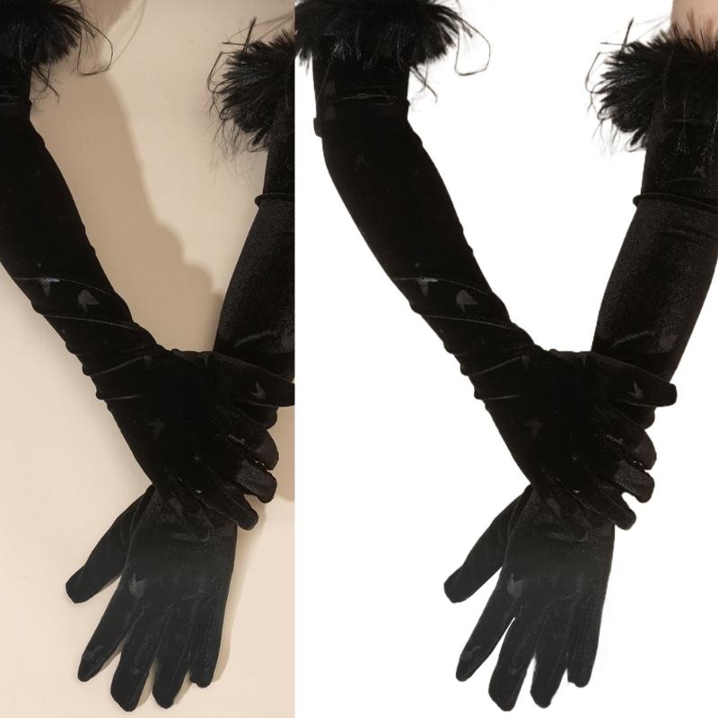 Elegant Operas Gloves Women Dancing Dress Gloves Female Evevning Party Gloves Embossed Butterfly Gloves for Night Club